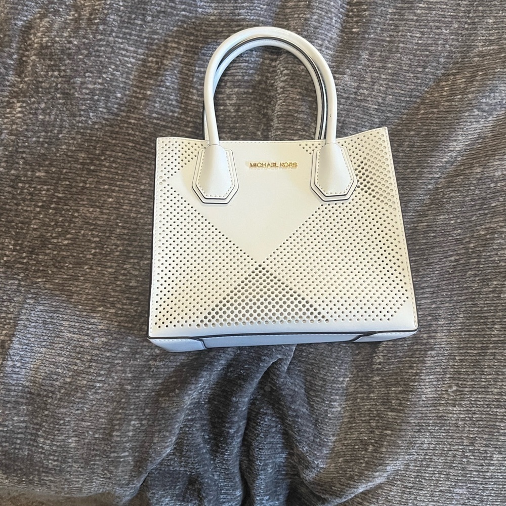 Michael Kors Mercer Medium White Leather Perforated Women's Bag